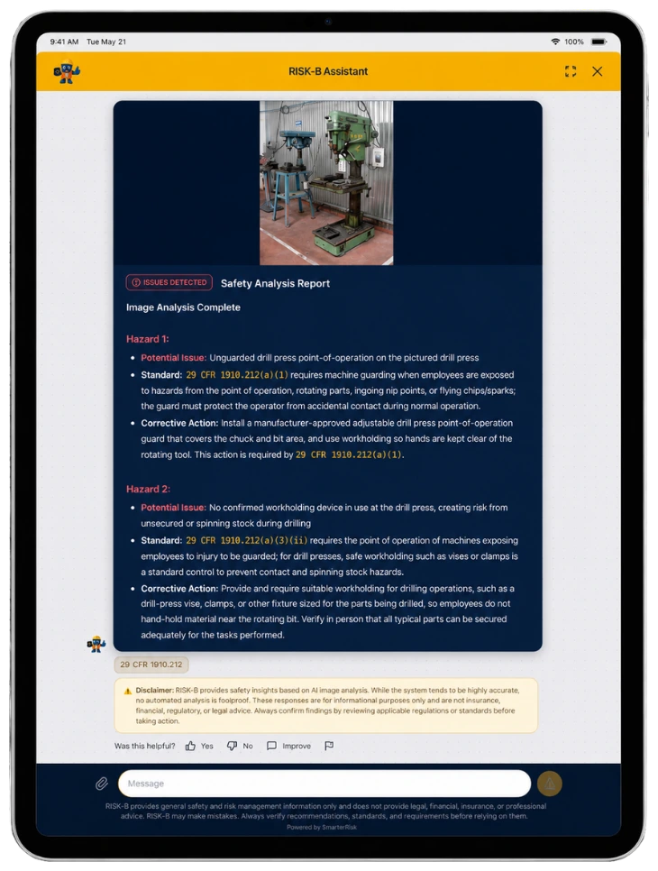 RISK-B safety analysis report on an iPad