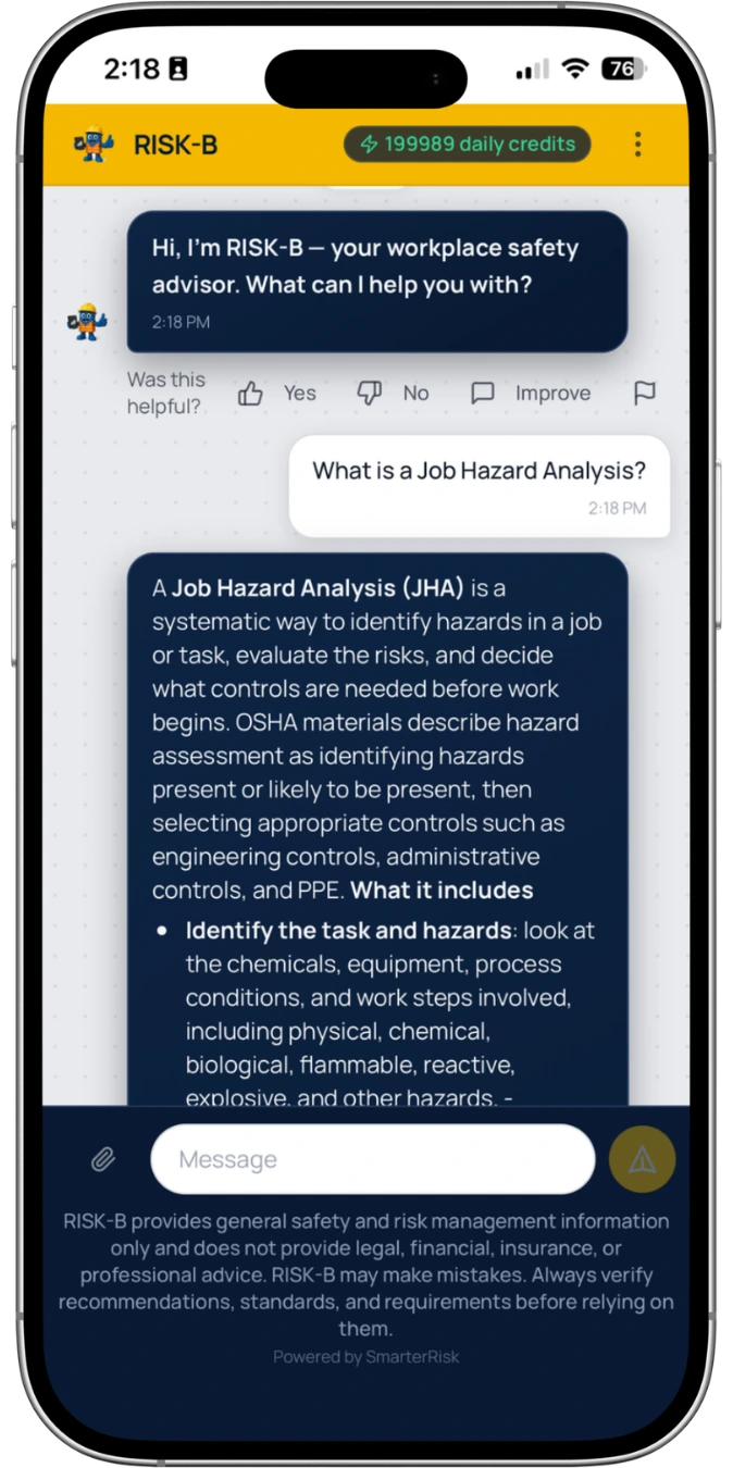 RISK-B chat on a phone