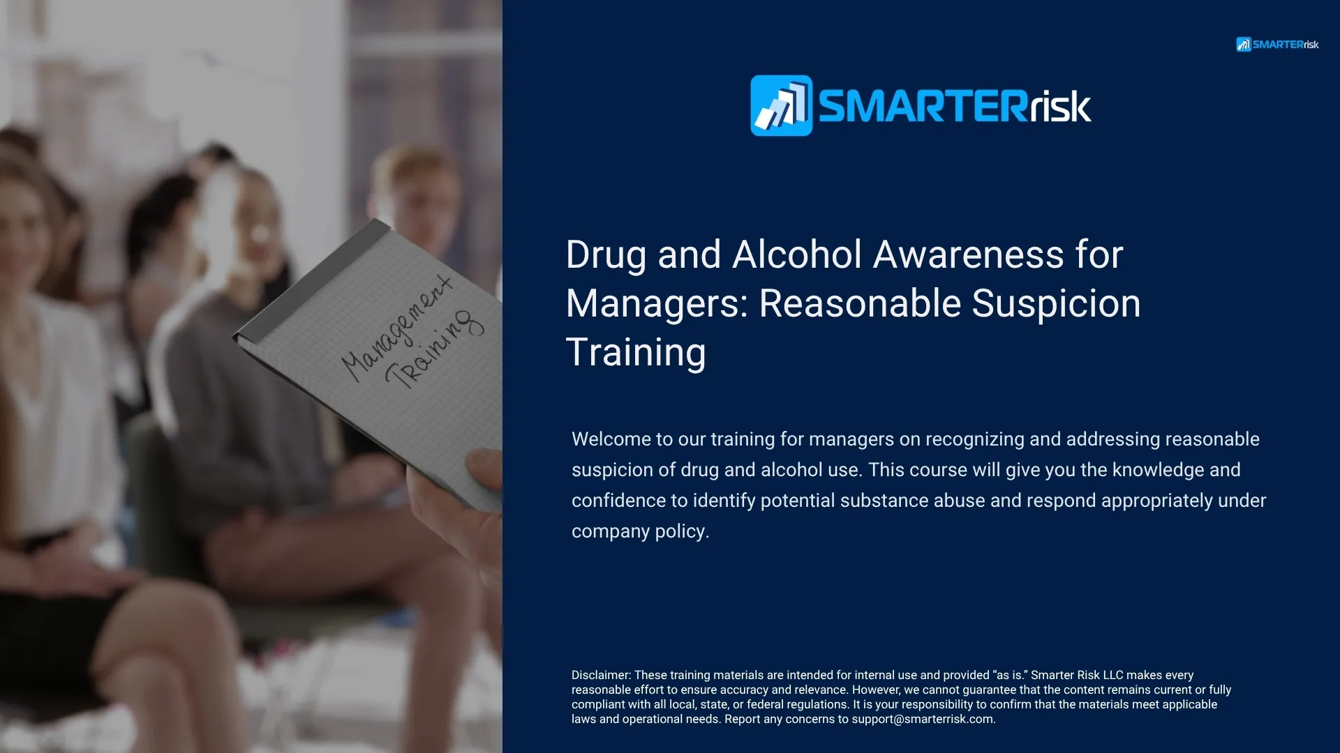 Drug & Alcohol Reasonable Suspicion Training for Managers
