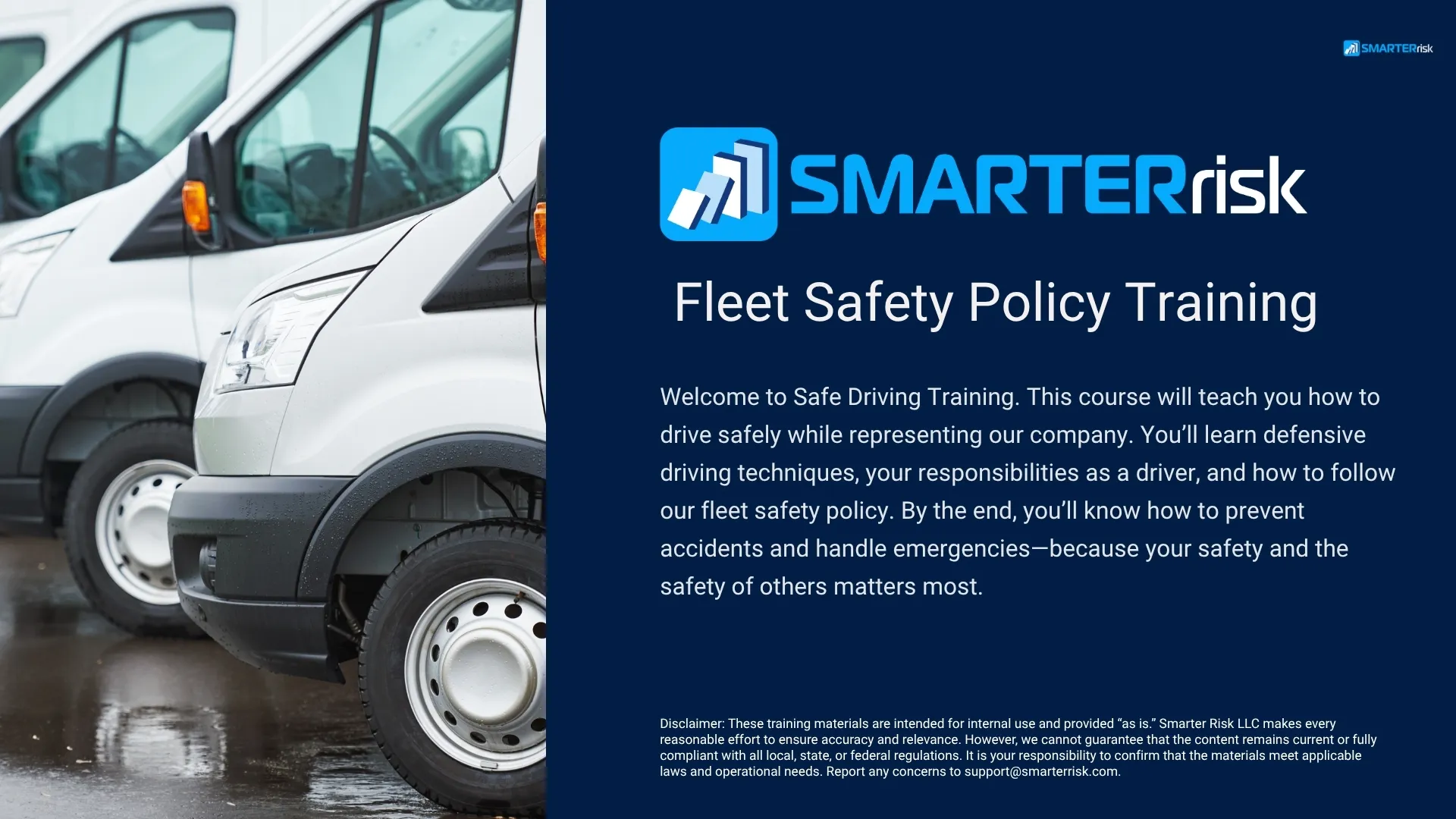 Fleet Safety Policy Training: Company Vehicle Use & Driver Requirements