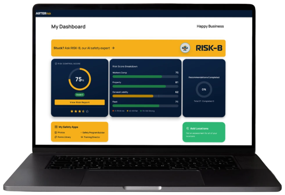 RISK-B inside the Smarter Risk dashboard on a laptop