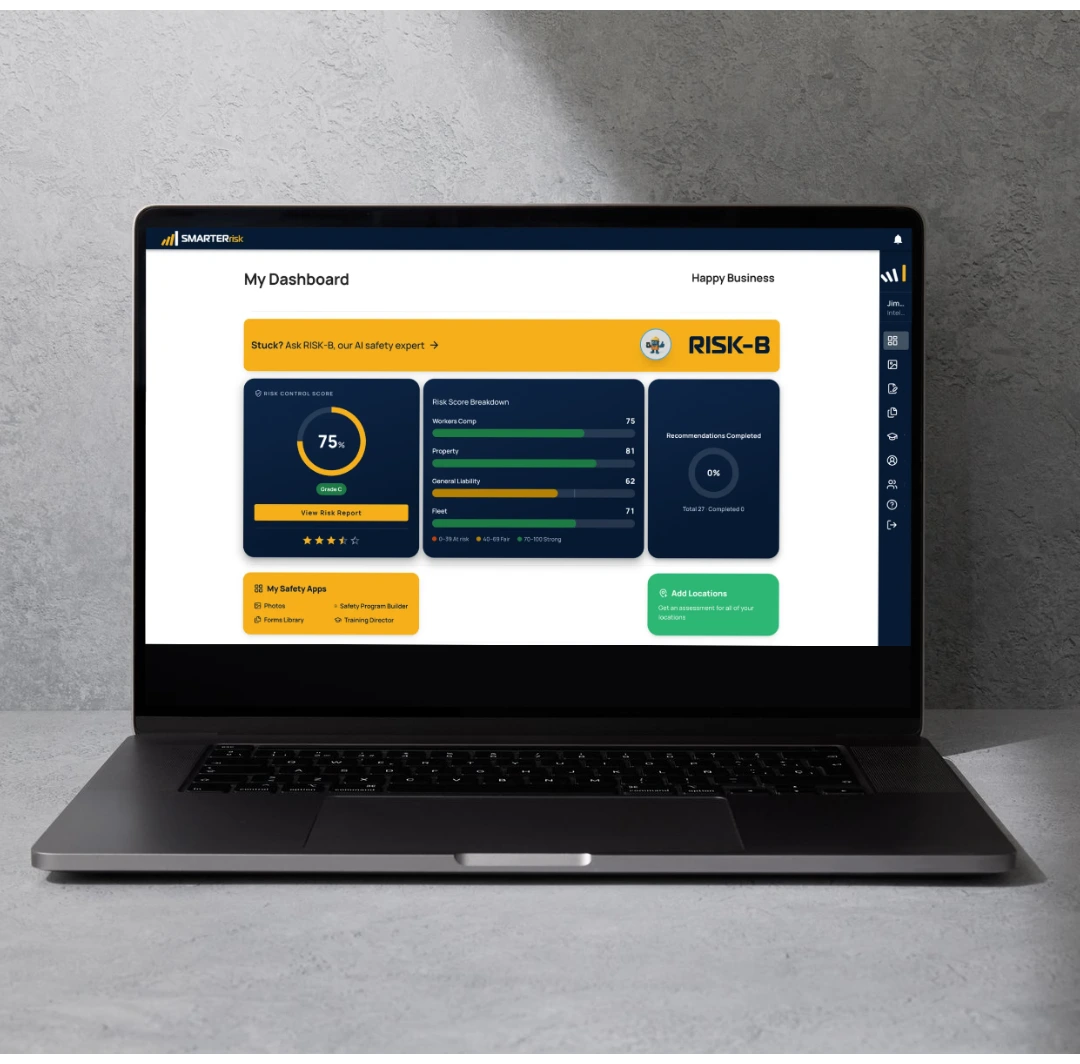SmarterRisk dashboard on a laptop
